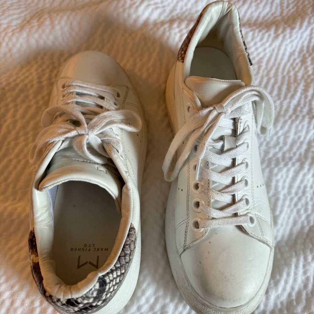 Marc Fisher white platform sneakers